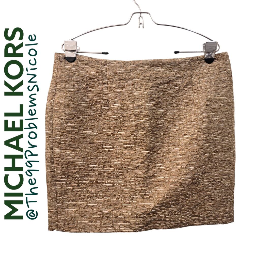 Michael Kors Gold Brocade Mini Skirt